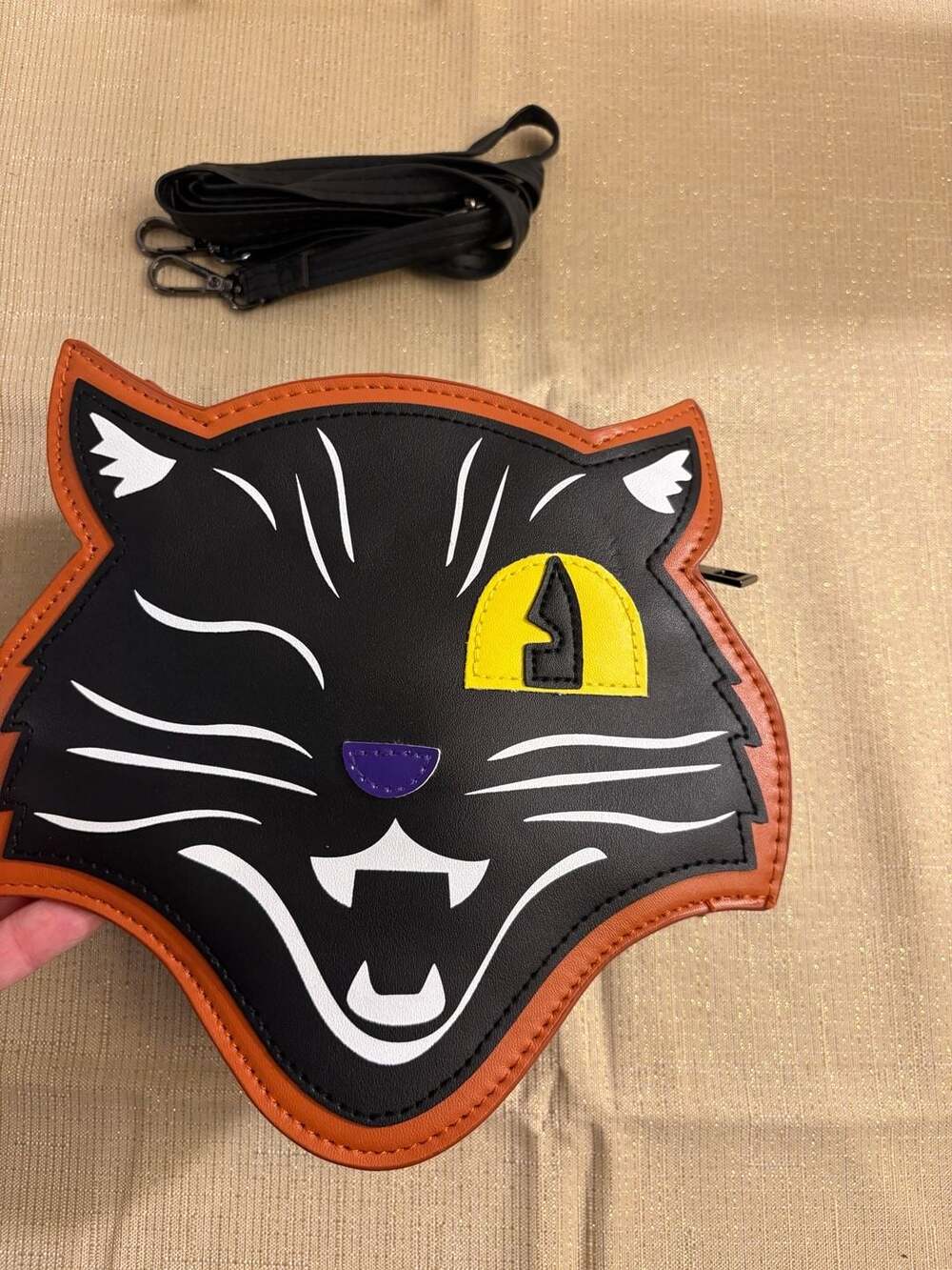 Spirit Halloween Winking Black Cat Crossbody Bag Purse